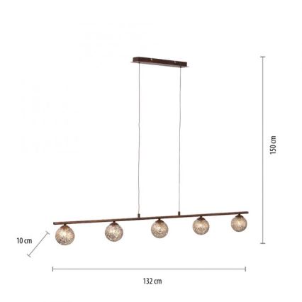 Paul Neuhaus 2040-48 - Candelabro num fio GRETA 5xG9/40W/230V