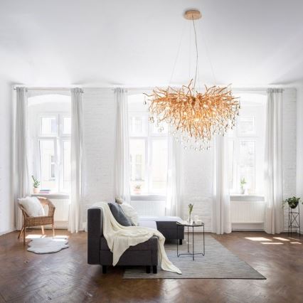 Paul Neuhaus 2192-11 - Candeeiro suspenso ICICLE 10xG9/40W/230V 50x100 cm latão