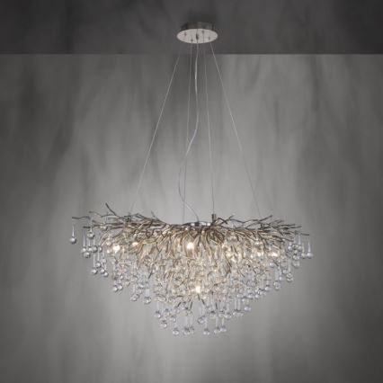 Paul Neuhaus 2192-55 - Candeeiro suspenso ICICLE 10xG9/40W/230V 50x100 cm cromado brilhante