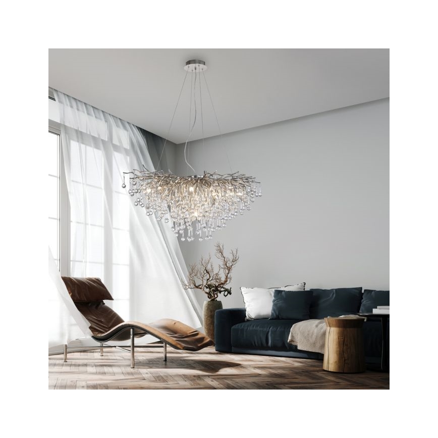 Paul Neuhaus 2192-55 - Candelabro suspenso ICICLE 10xG9/40W/230V cromado brilhante