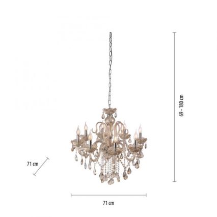 Paul Neuhaus 3081-97 - Candelabro suspenso de cristal GRACIA 8xE14/40W/230V dourado