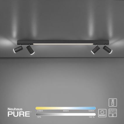 Paul Neuhaus 6121-13 - Foco LED com regulação PURE 4xLED/4W/230V + LED/9W 2700-5000K + comando