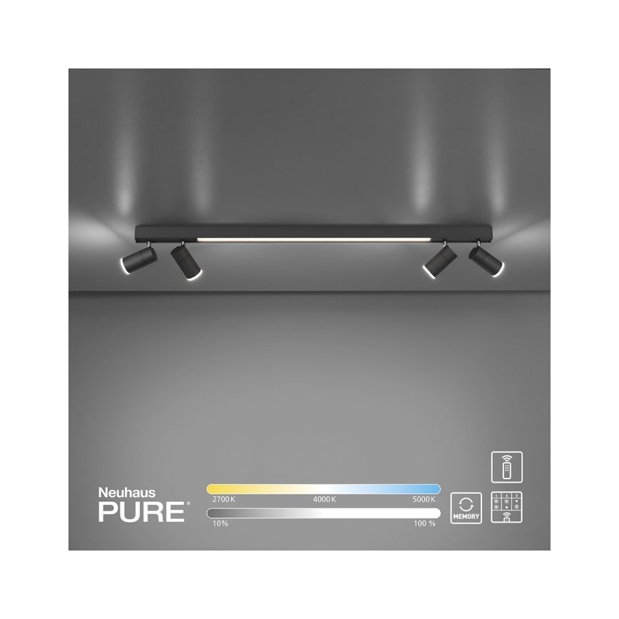 Paul Neuhaus 6121-13 - Foco LED com regulação PURE 4xLED/4W/230V + LED/9W 2700-5000K + comando
