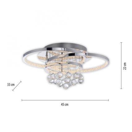 Paul Neuhaus 6267-17 - Iluminação de teto LED com regulação ROTAZO LED/32W/230V diâmetro 45 cm cromado brilhante