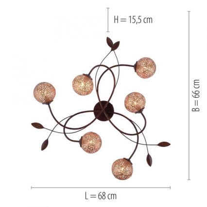 Paul Neuhaus 6398-48 - Candelabro integrado GRETA 6xG9/40W/230V
