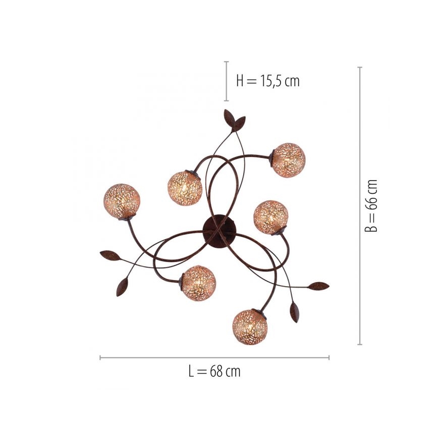 Paul Neuhaus 6398-48 - Candelabro integrado GRETA 6xG9/40W/230V