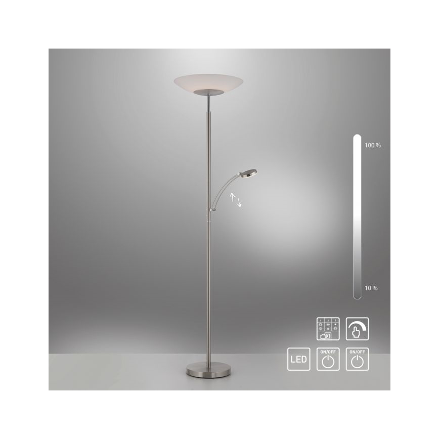Paul Neuhaus 655-55 - Candeeiro de chão LED com regulação ALFRED 1xLED/28W+1xLED/4W/230V cromado brilhante