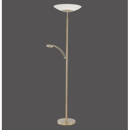 Paul Neuhaus - 655-60 - Candeeiro de chão LED com regulação ALFRED 1xLED/28W/230V+1xLED/4W/230V latão