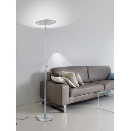 Paul Neuhaus 673-55 - Candeeiro de chão LED com regulação ARTUR 2xLED/21W/230V+1xLED/6W cromado brilhante