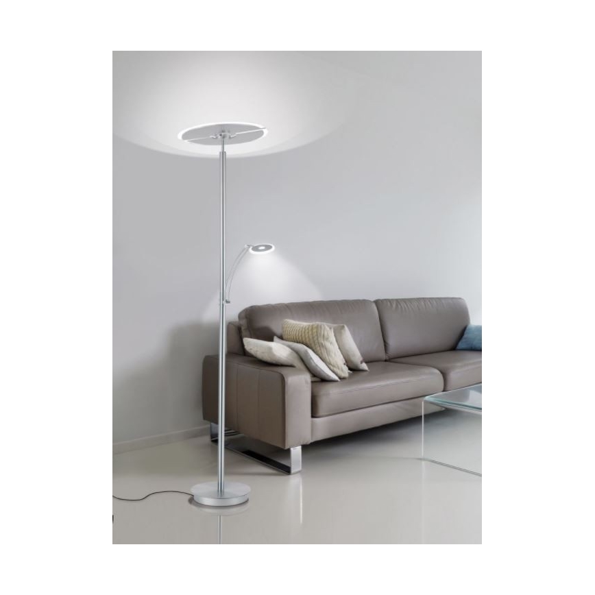 Paul Neuhaus 673-55 - Candeeiro de chão LED com regulação ARTUR 2xLED/21W/230V+1xLED/6W cromado brilhante