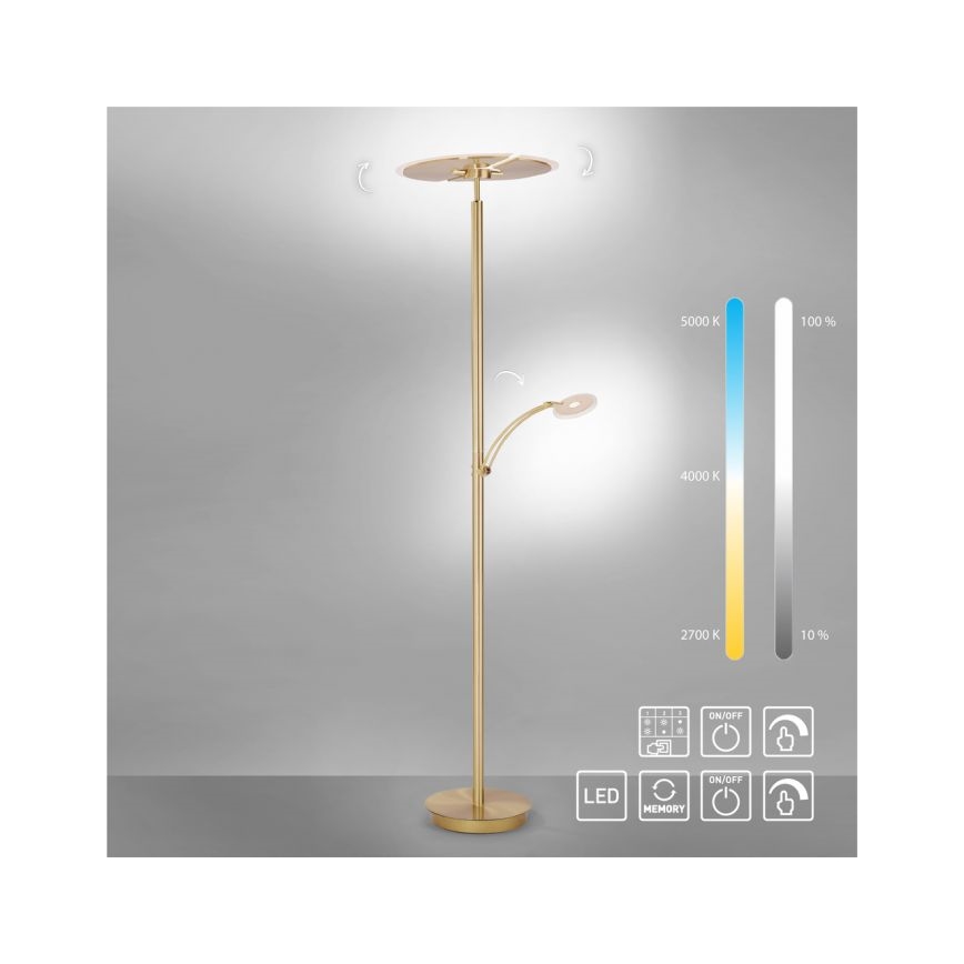 Paul Neuhaus 673-60- Candeeiro de chão LED com regulação ARTUR 2xLED/21W/230V+1xLED/6W