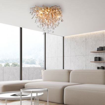 Paul Neuhaus 8091-11 - Candeeiro integrado ICICLE 9xG9/40W/230V diâmetro 50 cm latão