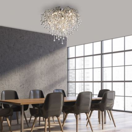 Paul Neuhaus 8091-55 - Candeeiro integrado ICICLE 9xG9/40W/230V diâmetro 50 cm cromado brilhante