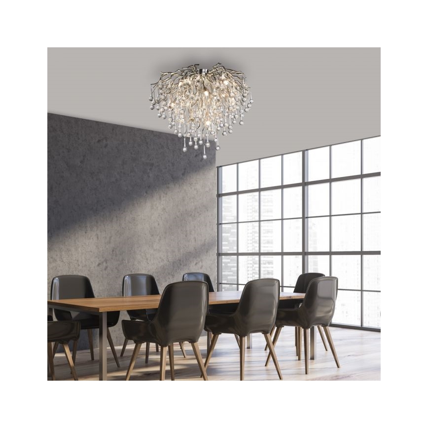 Paul Neuhaus 8091-55 - Candeeiro integrado ICICLE 9xG9/40W/230V diâmetro 50 cm cromado brilhante