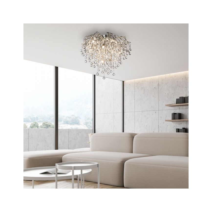 Paul Neuhaus 8091-55 - Candeeiro integrado ICICLE 9xG9/40W/230V diâmetro 50 cm cromado brilhante