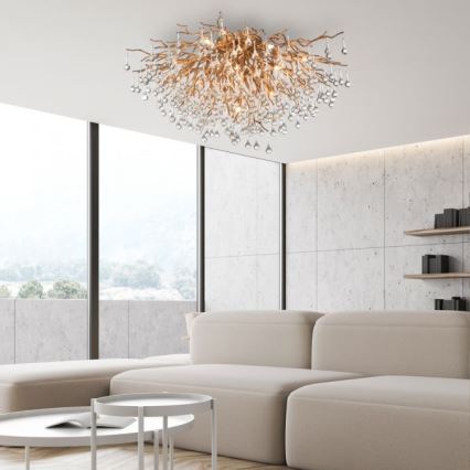 Paul Neuhaus 8092-11 - Candeeiro integrado ICICLE 14xG9/40W/230V diâmetro 100 cm latão