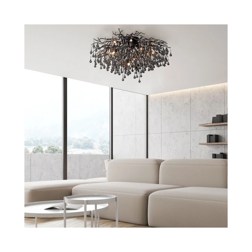Paul Neuhaus 8092-18 - Lustre de tecto ICICLE de montagem superficial 14xG9/40W/230V Ø 100 cm preto