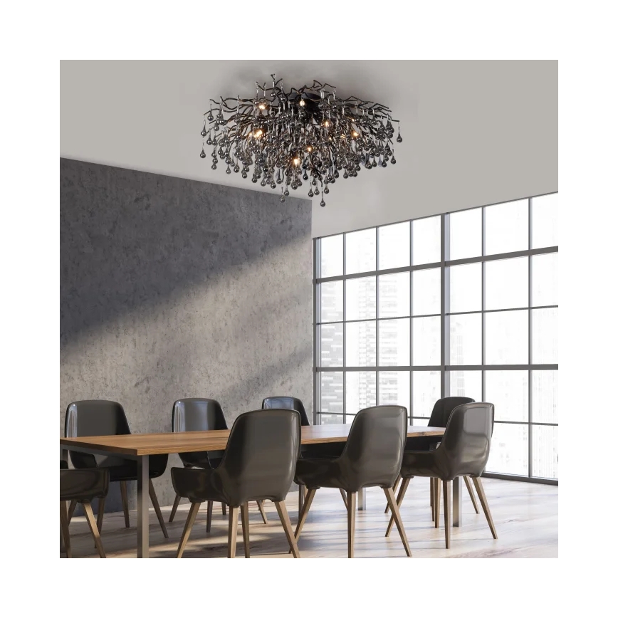 Paul Neuhaus 8092-18 - Lustre de tecto ICICLE de montagem superficial 14xG9/40W/230V Ø 100 cm preto