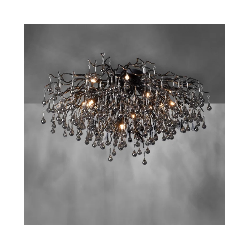 Paul Neuhaus 8092-18 - Lustre de tecto ICICLE de montagem superficial 14xG9/40W/230V Ø 100 cm preto