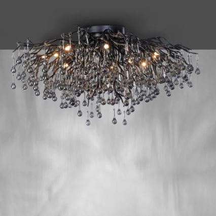 Paul Neuhaus 8092-18 - Lustre de tecto ICICLE de montagem superficial 14xG9/40W/230V Ø 100 cm preto