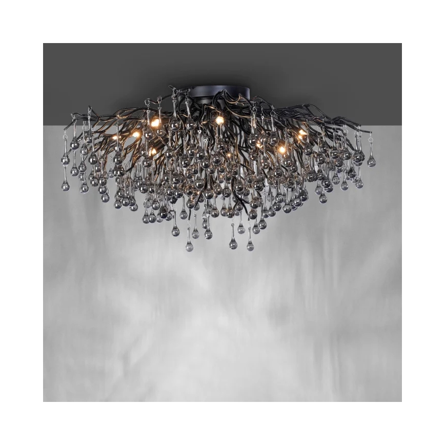 Paul Neuhaus 8092-18 - Lustre de tecto ICICLE de montagem superficial 14xG9/40W/230V Ø 100 cm preto