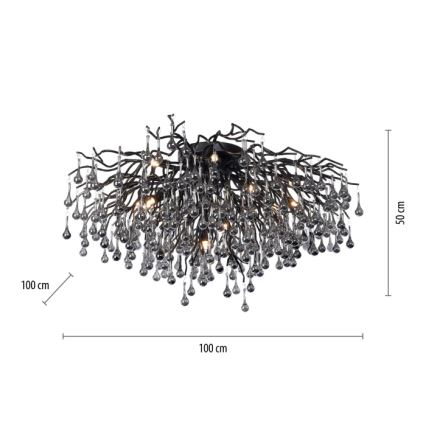 Paul Neuhaus 8092-18 - Lustre de tecto ICICLE de montagem superficial 14xG9/40W/230V Ø 100 cm preto