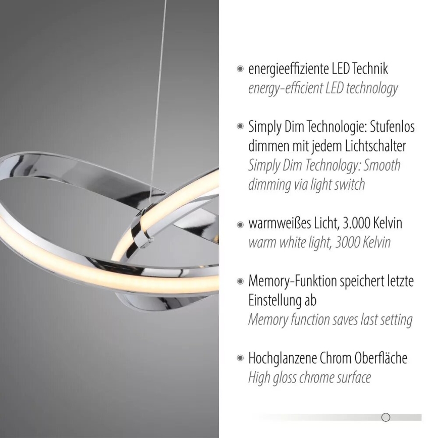 Paul Neuhaus 8291-17 - Candeeiro suspenso LED com regulação MELINDA LED/30W/230V