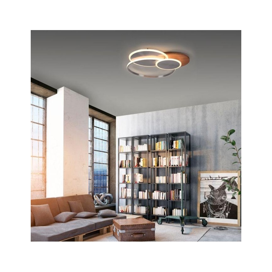 Paul Neuhaus 8328-79 - Iluminação de teto LED com regulação PALMA LED/50W/230V 2700-5000K pinho + comando