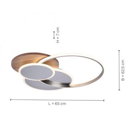 Paul Neuhaus 8328-79 - Iluminação de teto LED com regulação PALMA LED/50W/230V 2700-5000K pinho + comando