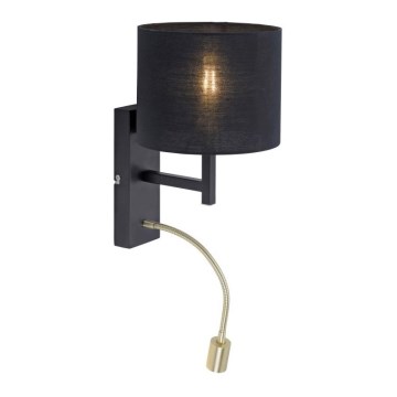 Paul Neuhaus 9646-18 - Candeeiro de parede LED ROBIN 1xE27/40W/230V + LED/2,1W preto