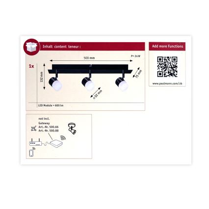 Paulmann 50099 - 3xLED/6,5W Foco com regulação SMART DEON 230V ZigBee