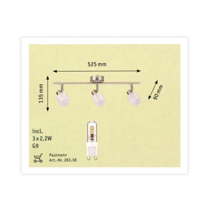 Paulmann 60200 - 3xLED-G9/2,2W Foco HELIX 230V
