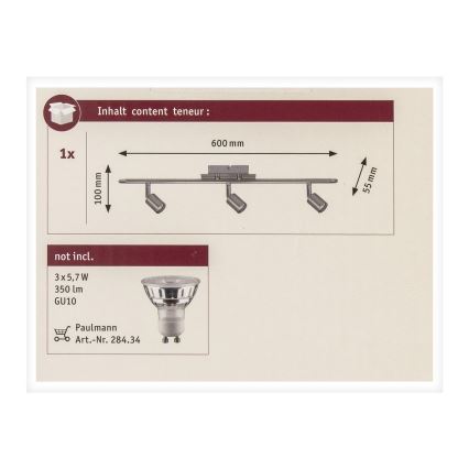 Paulmann 66708 - 3xGU10/10W Foco GEORGIA 230V