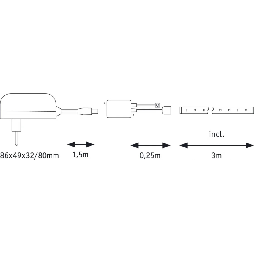 Paulmann 70481 - LED RGBW/9,6W Tira com regulação DIGITAL 3 m 230V + comando