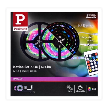 Paulmann 70514 - Tira com regulação LED RGB/15W SIMPLED 7,5m 230V + CR