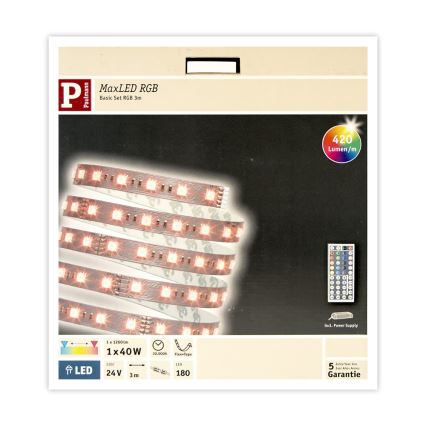Paulmann 70567 - Tira LED RGB com regulação/40W MAXLED 3m 230V + controlo remoto