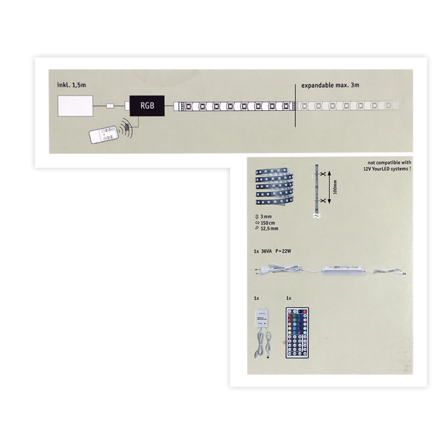 Paulmann 70587 - LED RGB/20W Tira com regulação MAXLED 1,5m 230V + controlo remoto
