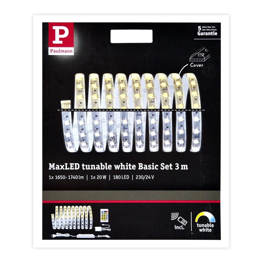 Paulmann 70624 - Fita LED regulável MAXLED 20W 3m 230V com controlo remoto