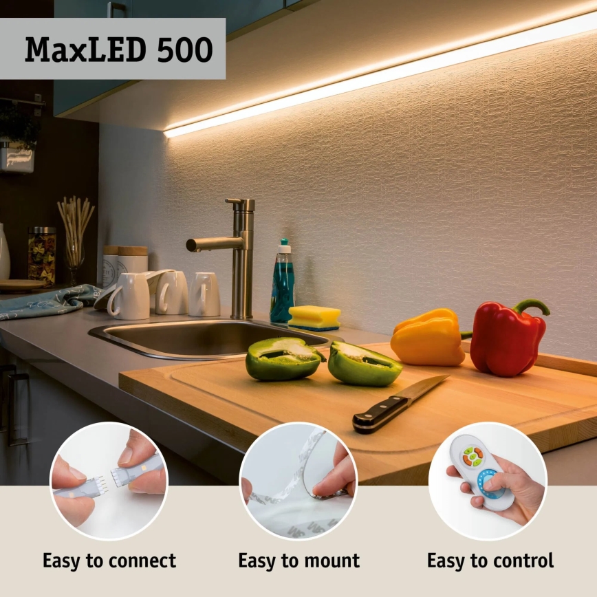 Paulmann 70627 -  Fita LED RGB/18W IP44 para casa de banho regulável MAXLED 1,5 m 230V + comando