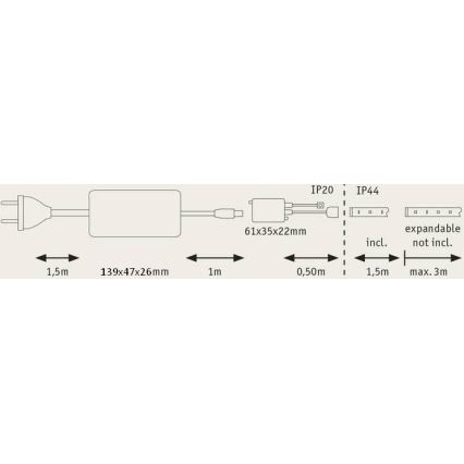 Paulmann 70627 -  Fita LED RGB/18W IP44 para casa de banho regulável MAXLED 1,5 m 230V + comando