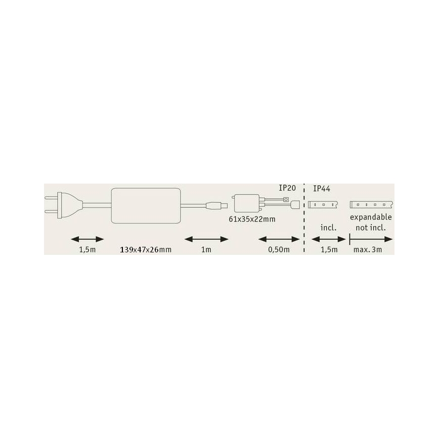 Paulmann 70627 -  Fita LED RGB/18W IP44 para casa de banho regulável MAXLED 1,5 m 230V + comando