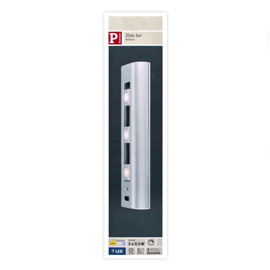 Paulmann 70640 - 3xLED/0,5W Iluminação de armário com regulação SLIDE 6xAA