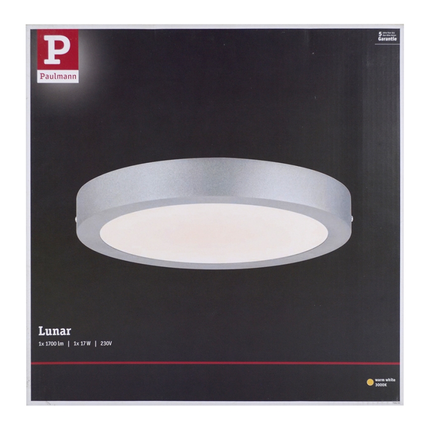 Paulmann 70655 - LED/17W Iluminação de teto LUNAR 230V diâmetro 30 cm cromado mate