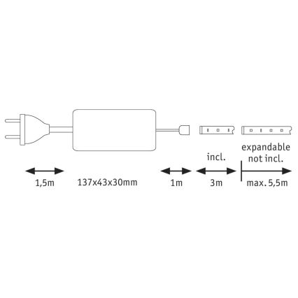 Paulmann 70666 - LED/20W IP44 Fita para casa de banho regulável MAXLED 3 m 2700K 230V