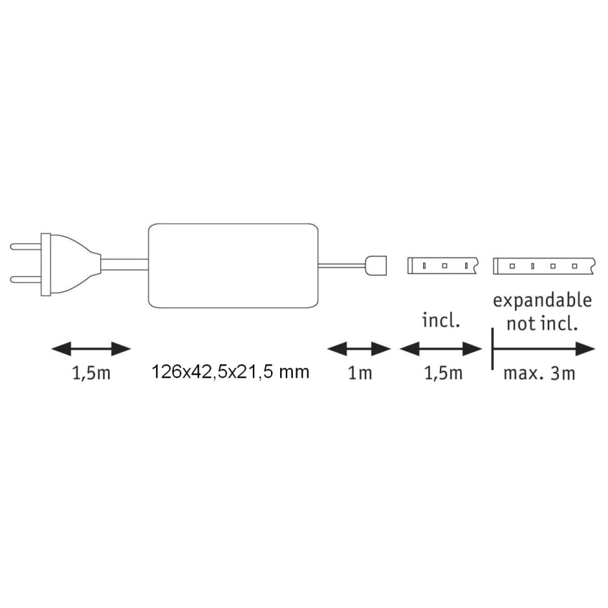 Paulmann 70668 - LED/9W IP44 Fita para casa de banho regulável MAXLED 1,5 m 2700K 230V