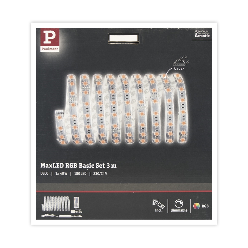 Paulmann 70673 - LED RGB/40W Tira com regulação MAXLED 3m 230V + controlo remoto
