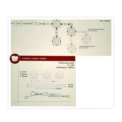 Paulmann 70710 - CONJUNTO 3xLED/3,3W Iluminação em móveis com sensor SOFTPAD 230V 2700K