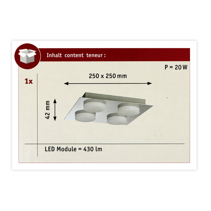Paulmann 70875 - 4xLED/5W IP23 Iluminação de teto de casa de banho DORADUS 230V