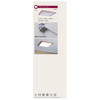 Paulmann 70941 - Painel integrado LED/20W ATRIA 230V 4000K 30x30 cm Rosa dourado