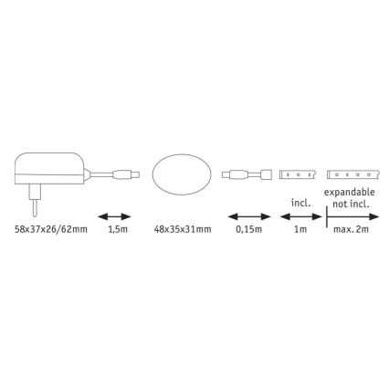 Paulmann 70955 - LED/3W Tira com sensor 1m YOURLED 230V